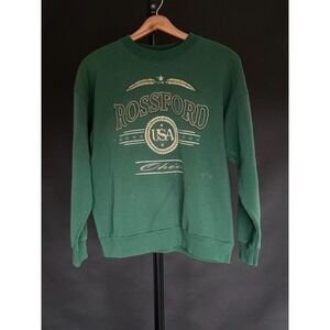 Vintage 1980s Rossford Ohio Pullover Crewneck Sweatshirt Large Green *Distressed